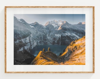 Oeschinensee Swiss Alps, Switzerland | Unframed Mountain Photography Wall Art Print | Nature Wall Art | Modern Minimalist Poster