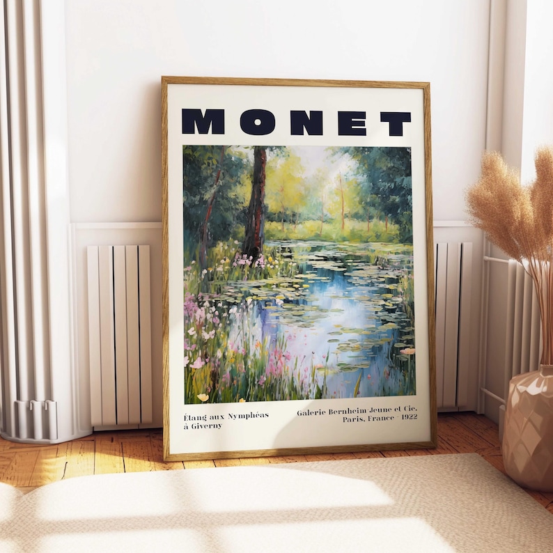 Water Lilies Art Print, Impressionist Landscape Wall Art, French