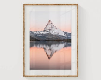 Stellisee, Matterhorn, Zermatt, Swiss Alps, Switzerland | Unframed Mountain Photography Wall Art Print | Nature Landscape Decor | Gift Idea