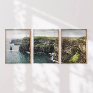 Tríptico de los Acantilados de Moher, impresiones de Irlanda, conjunto de 3 impresiones artísticas de pared con fotografía de paisajes irlandeses, decoración del hogar, regalo para casa nueva
