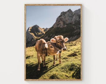 Alpine Cow Print – Swiss Alps Animal Wall Art