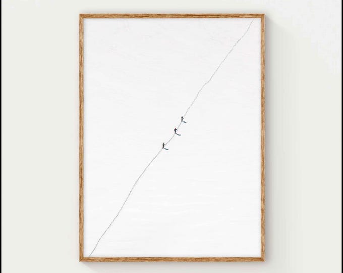 Climbing Print, Minimalist Mountain Wall Art Alpine Photography Poster