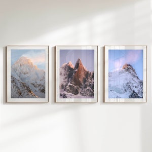 Chamonix Peaks Wall Art Print Set of 3 featuring landscape photography from the French Alps | Mountain Decor | Nature Poster | New Home Gift