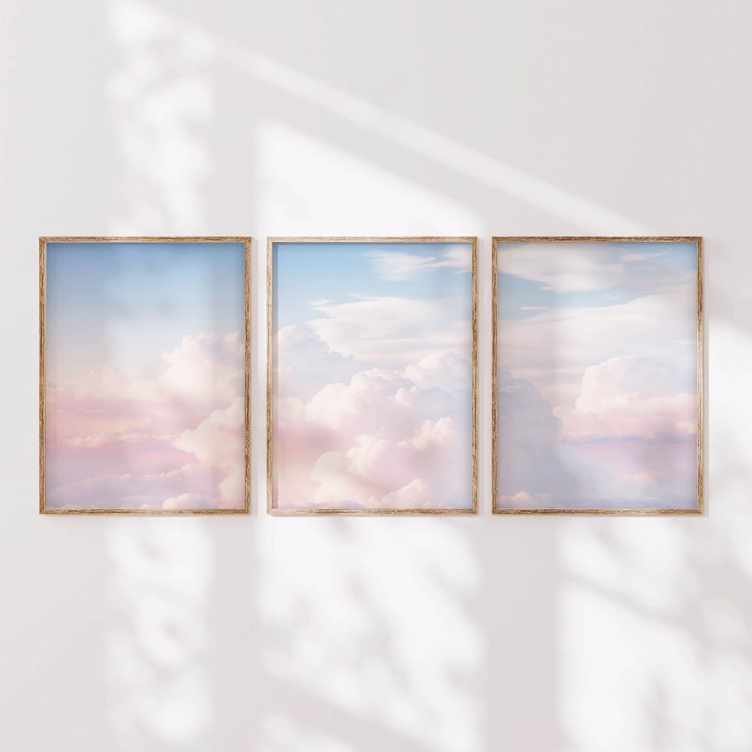 Dreamy Clouds Print Set: Pink & Blue Sky Wall Art - Etsy