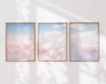 Dreamy Clouds Print Set: Pink & Blue Sky Wall Art