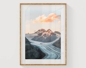 Aletsch Glacier, Swiss Alps, Switzerland | Unframed Mountain Photography Wall Print | Nature Poster | Art For Living Room | New Home Gift