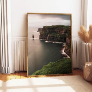 Impresión de los acantilados de Moher, impresión de arte mural costero irlandés, impresiones fotográficas de Irlanda, póster del océano, decoración de pared, idea de regalo