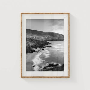 Coumeenoole Beach, Dingle, Co Kerry, Ireland | Unframed Irish Black & White Coastal Photography Wall Art Print | Art For New Home