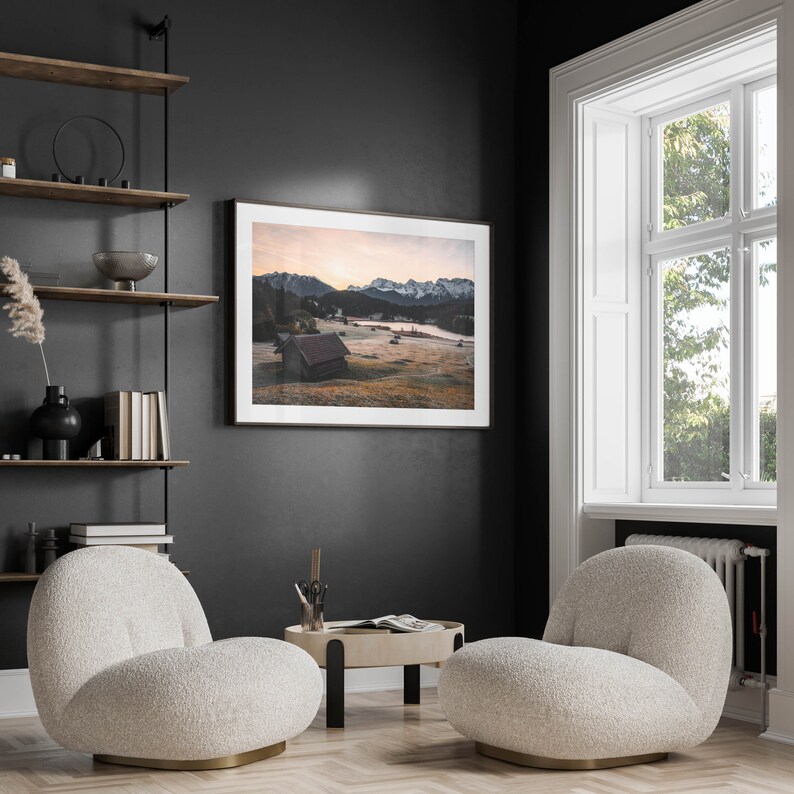 Black wooden-framed artwork showcasing Geroldsee natural beauty.