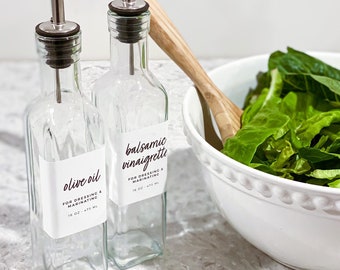 8.5oz. Glass Olive Oil Bottle • Cursive Font • Vinegar & Oil Bottle • Oil Bottle • Vinegar Bottle • Kitchen Organization • Customizable