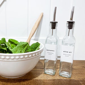 8.5oz. Glass Olive Oil Bottle • Minimal Style • Vinegar & Oil Bottle • Oil Bottle • Vinegar Bottle • Kitchen Organization • Customizable