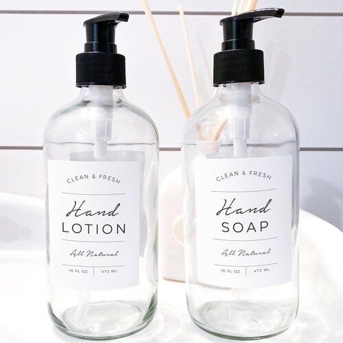 16oz. Glass Soap and Hand Lotion Set Hand Lotion Dispenser Etsy
