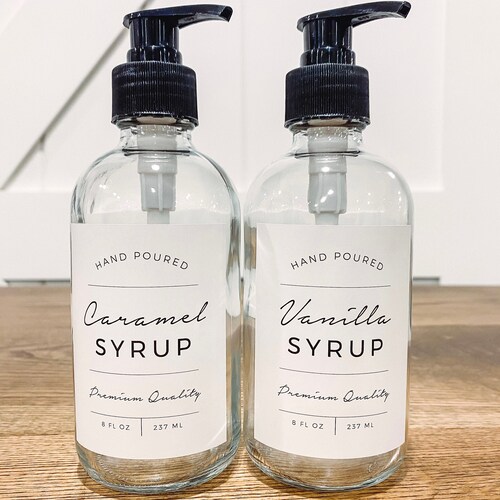 APOTHECARY Coffee Syrup Bottles Refillable Glass Syrup Etsy