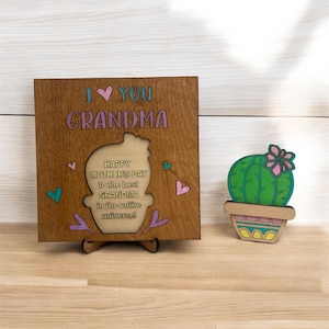 Handgefertigte 3D Muttertagskarte für Oma - Laser Cut & Handgemaltes - Personalisiertes Geschenk