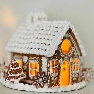 Handmade clay gingerbread tea light house, Holiday  Décor, Christmas ornaments.