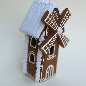 Clay Mini Gingerbread Windmill, Christmas Village,Christmas light house, Christmas gift image 6