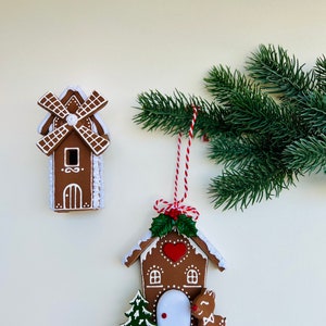 Clay Mini Gingerbread Windmill, Christmas Village,Christmas light house, Christmas gift image 9