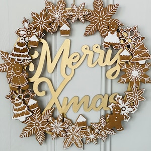 Clay Gingerbread Snowflake wreath, Christmas Decoration, Merry Christmas Wreath,Stylish holiday Ornaments
