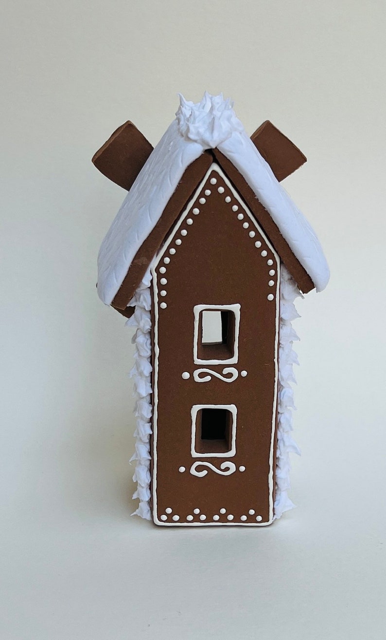 Clay Mini Gingerbread Windmill, Christmas Village,Christmas light house, Christmas gift image 4