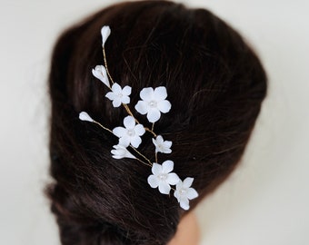 Flower Hair Pin, Set of 2 White Bridal  Hair Pin, Wedding Accessories,Bridal Hair Pieces, Bridesmaids Hair Pins,
