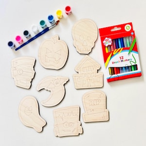 Halloween Wood Painting Kit for Kids | DIY Halloween Craft Kit | Wooden Halloween Shapes | Kids Halloween Activity
