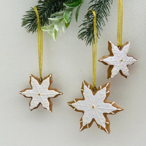 Christmas Tree Clay Icing Snowflake Ornaments, Set of 3 ,Christmas Decoration Gift.