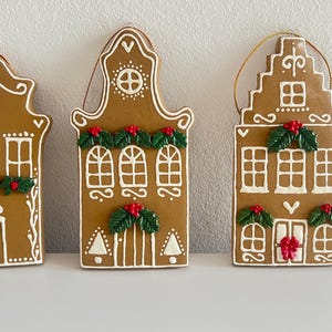 Christmas Tree Clay Gingerbread House Ornaments Gift Set of 3, Christmas Decoration Gift