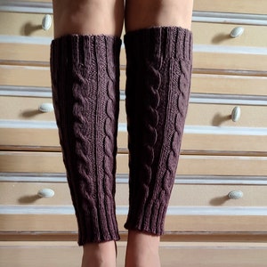 Brown leg warmers, knit accessories womens