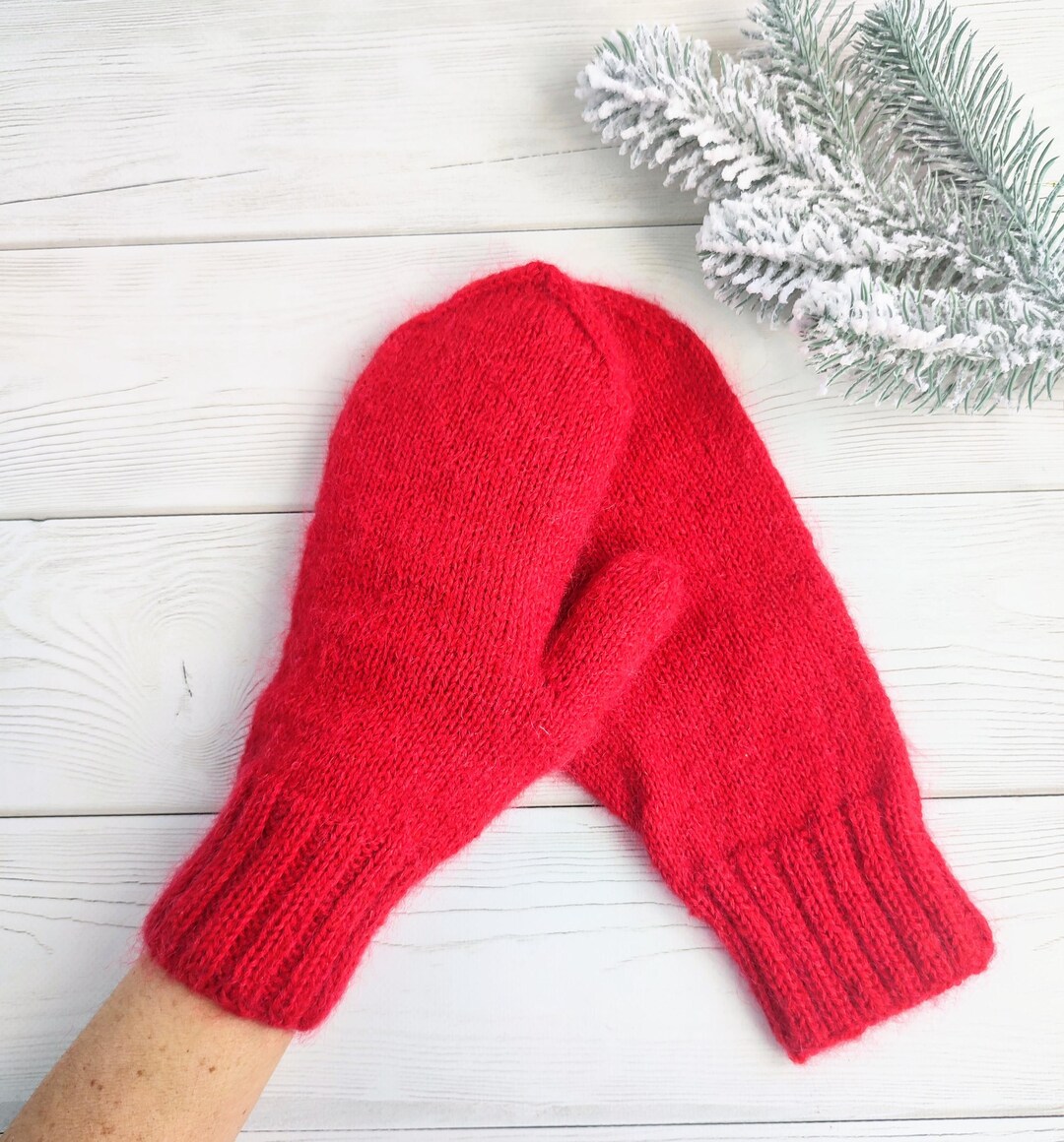 Red Wool and Mohair Mittens. Handmade Mittens. - Etsy