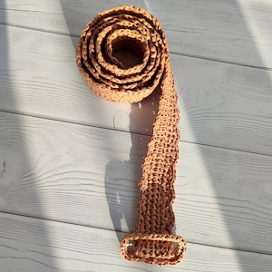 Straw belt. Beige handmade raffia belt.