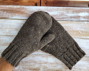 Mittens for men. Merino wool tweed mittens