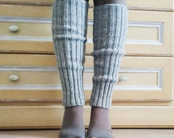 Grey leg warmers, knit alpaca accessories womens