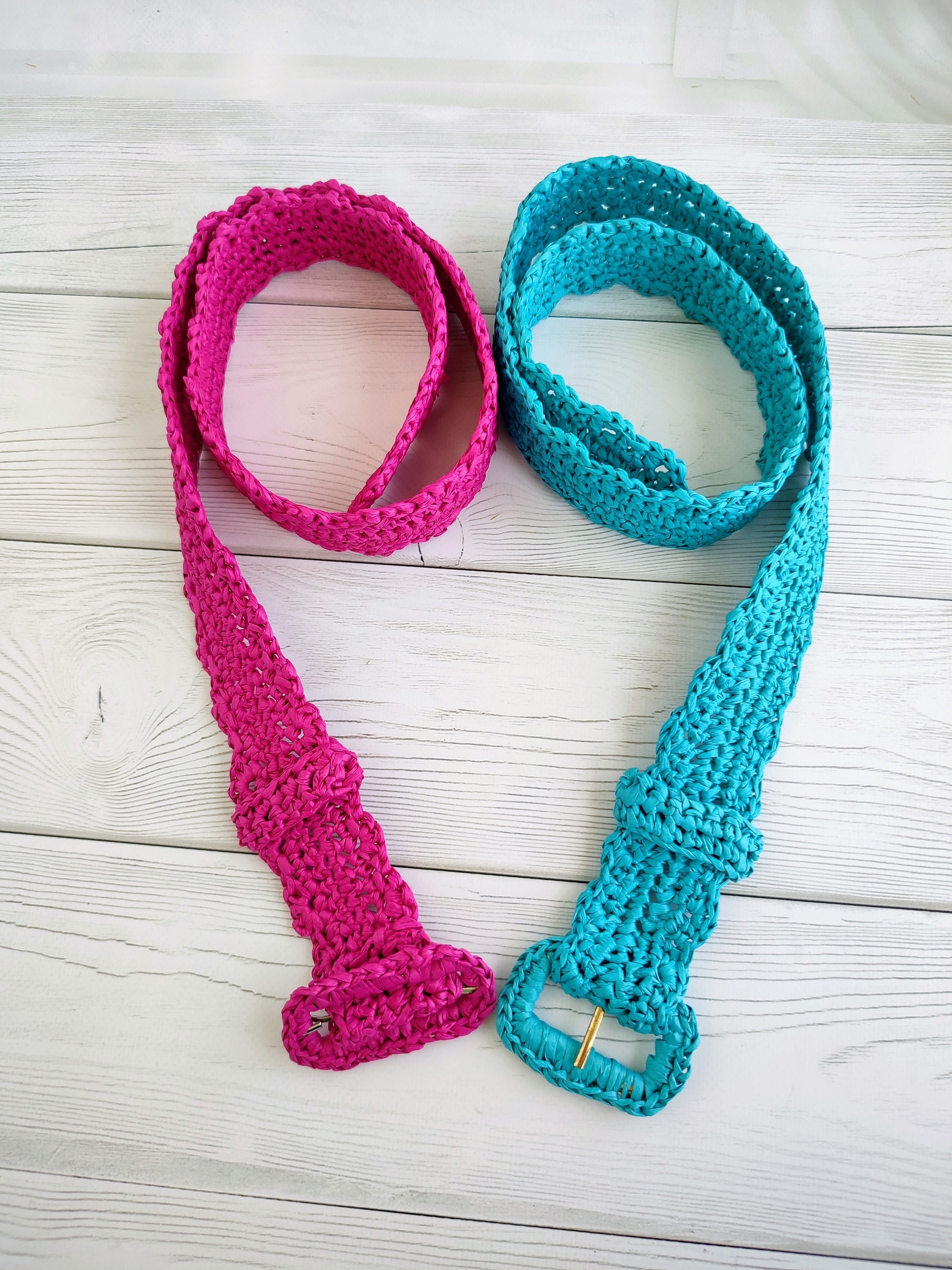 Pink or Blue Handmade Raffia Belt. Straw Belt. - Etsy