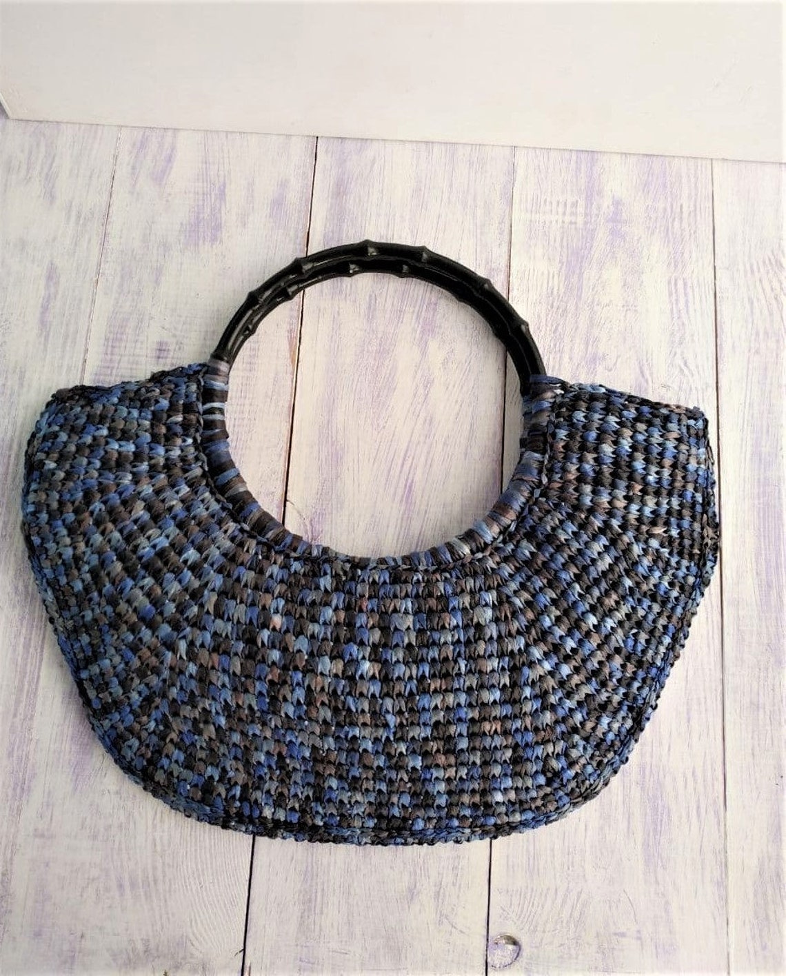 Waterproofed paper raffia crochet bag Etsy