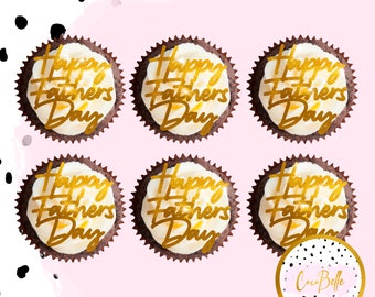 12x Happy Father’s Day cupcake toppers delicate charm dad daddy gift ideas decor party cake decorating ideas birthday cake gold script