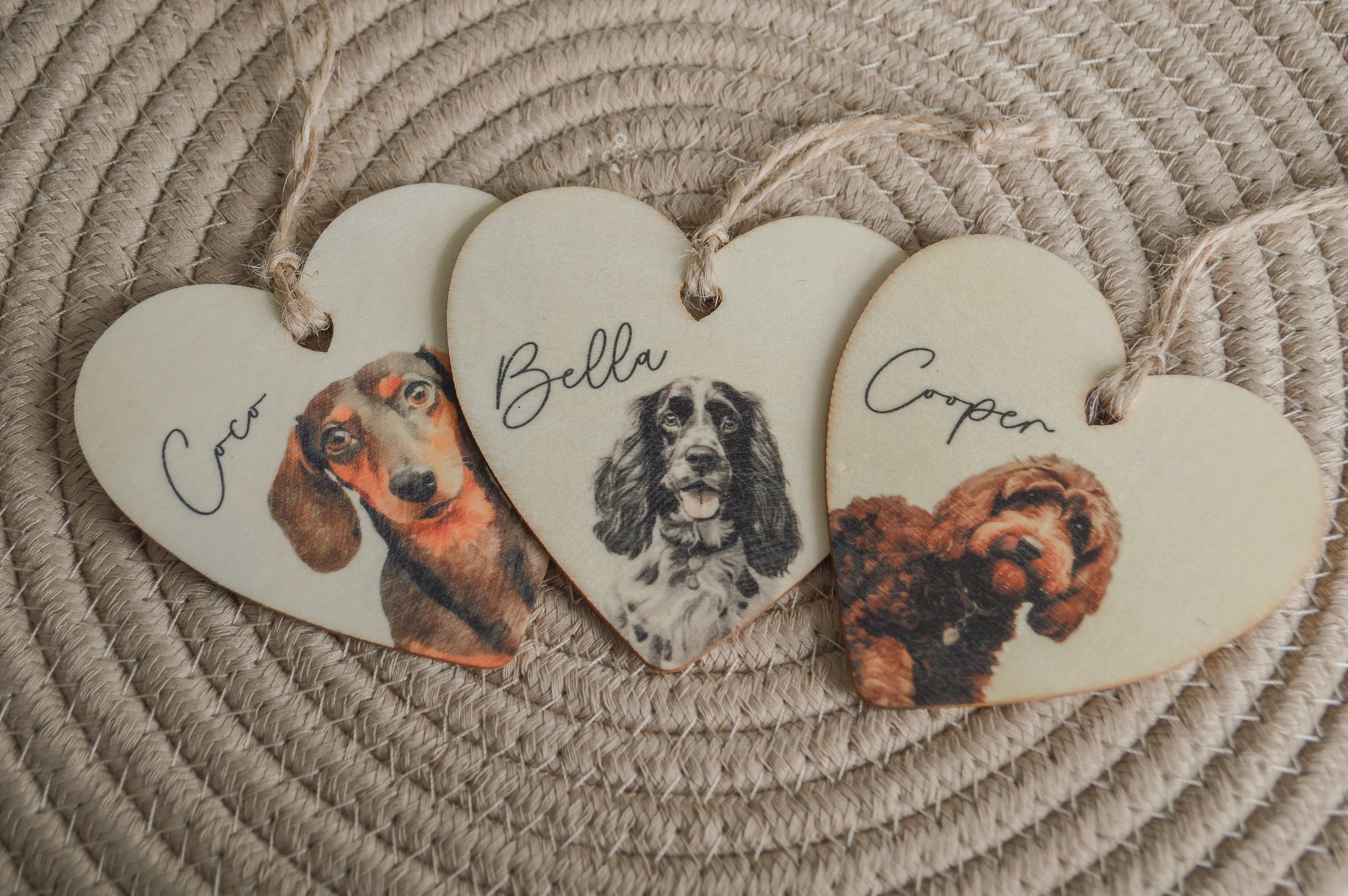 Personalised Cockapoo Wooden Heart Bauble, Any Colour Puppy Rustic ...