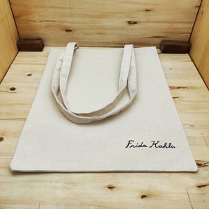 Tote Bag - Premium Quality Cotton (Canvas) Printed With Frida Kahlo&#39;s Signature