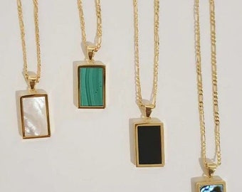 Selini Gold Necklace | Pearl | Abalone | Onyx | Malachite | 18k Gold