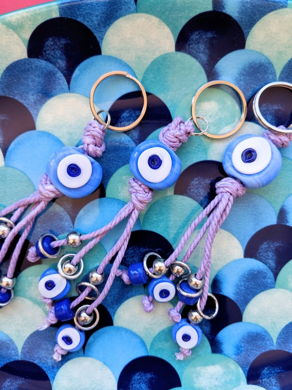 Eye Keychains Turkish Evil Eye Keychain - Blue Glass Nazar Boncuk Charm For Luck & Protection Greece Souvenirs - Foto 5