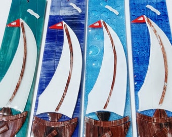 Handmade Fused Glass Sails Wall Hanging | Wall Panels | Home Decorations | Ocean Inspired Sails | Unique Handmade Glass Art Sails