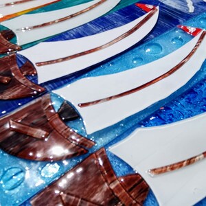 Handmade Fused Glass Sails Wall Hanging Wall Panels Home Decorations Ocean Inspired Sails Unique Handmade Glass Art Sails image 2