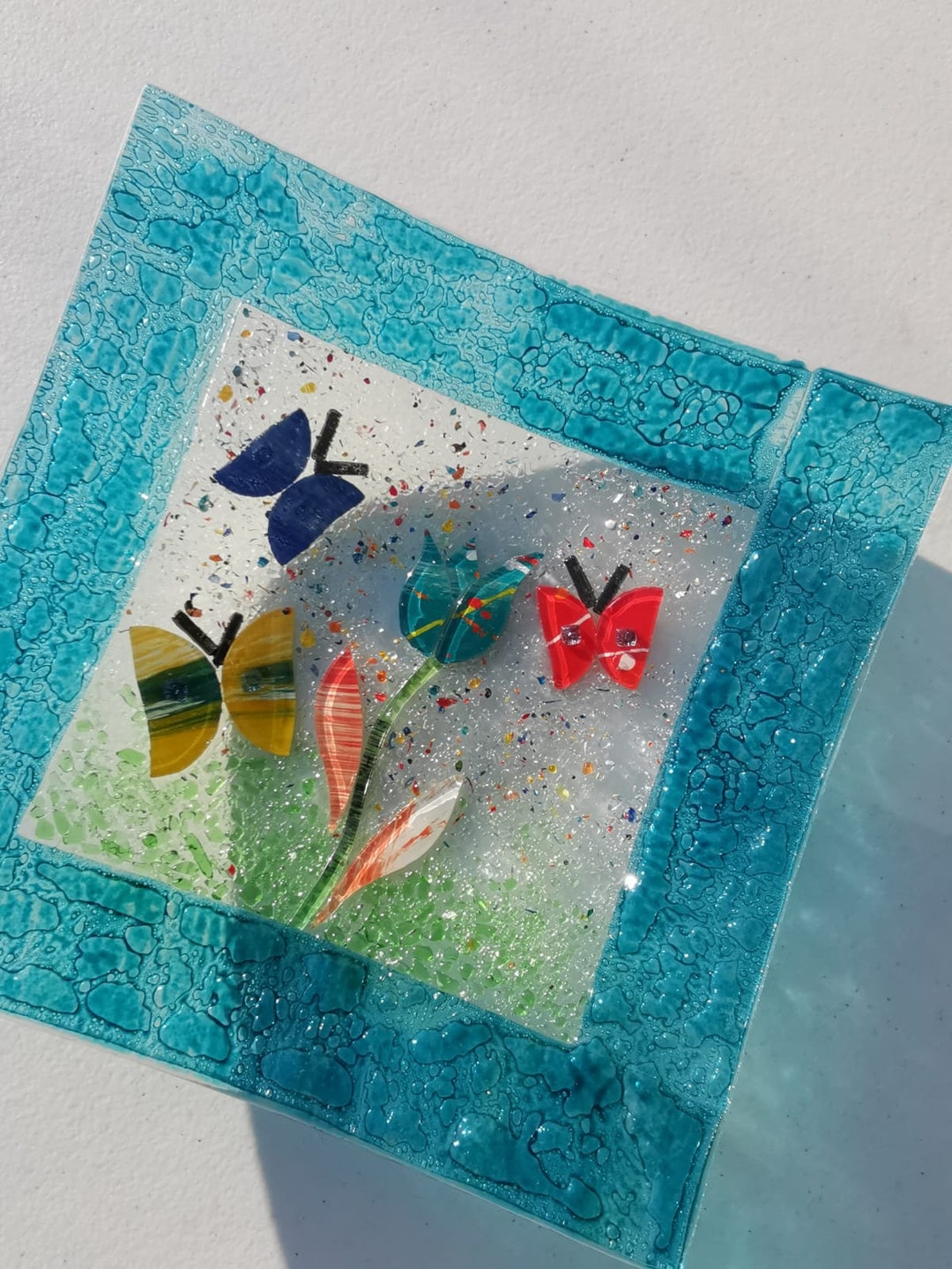 Handmade Fused Glass Spring Plates Serving Plates Decorative Plates