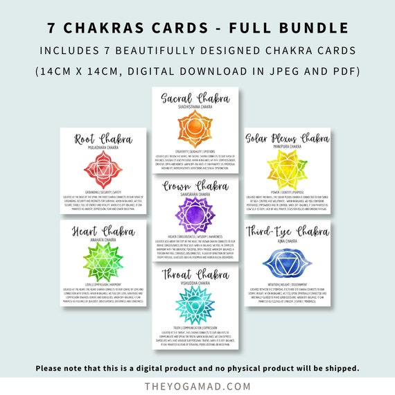 Set Of 7 Chakra Cards With Meaning Complete Bundle Etsy Set Of 7 Chakra Cards With Meaning Complete Bundle Etsy