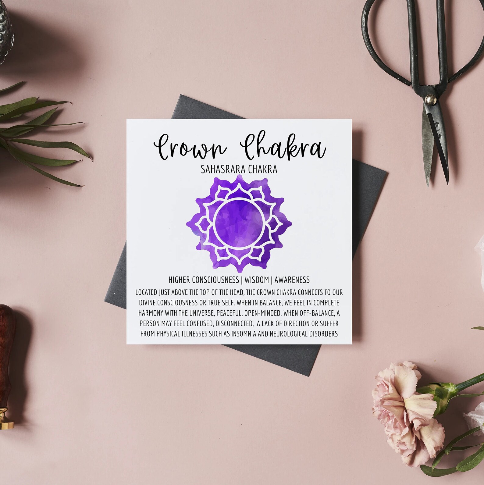 Crown Chakra Card With Meaning 7 Chakras Printable Etsy