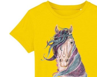 Organic T-Shirt with horse print "Midnight" - in 8 colors