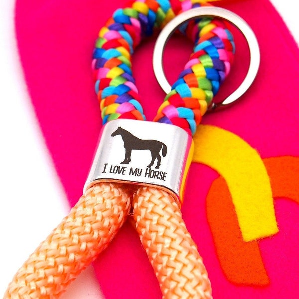 Porte-clés "I love horse" mix/abricot - dans un emballage cadeau/Fantasy Horse - cadeaux pour les amateurs de chevaux