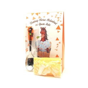 Geschenkset Relaxbad, Pferdeseife und Löffel "Frucht"/Fantasy Horse - Geschenke für Pferdefreunde