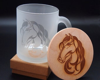 Glass cup/mug with horse "Lily"/Fantasy Horse - gifts for horse lovers