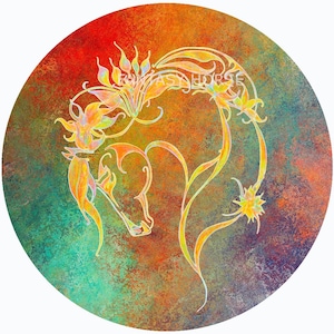 Sticker 10 cm mit Pferdemotiv "Rainbow" - Schmuck für Notizbuch, Aktenordner, Stundenplan,..../Fantasy Horse - Geschenke für Pferdefreunde