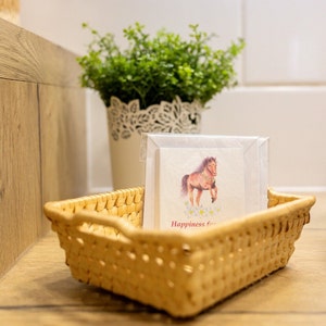 Mini wenskaart met geluksklaver geurende zeep "Happiness for you"/Kaart voor paardenliefhebbers/Fantasiepaard - Cadeaus voor paardenliefhebbers